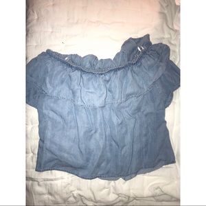 Denim Colored Forever 21 ruffled at top Crop Top